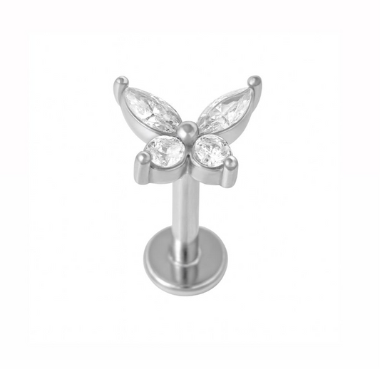 The Silver Butterfly Gemstone Helix Piercing