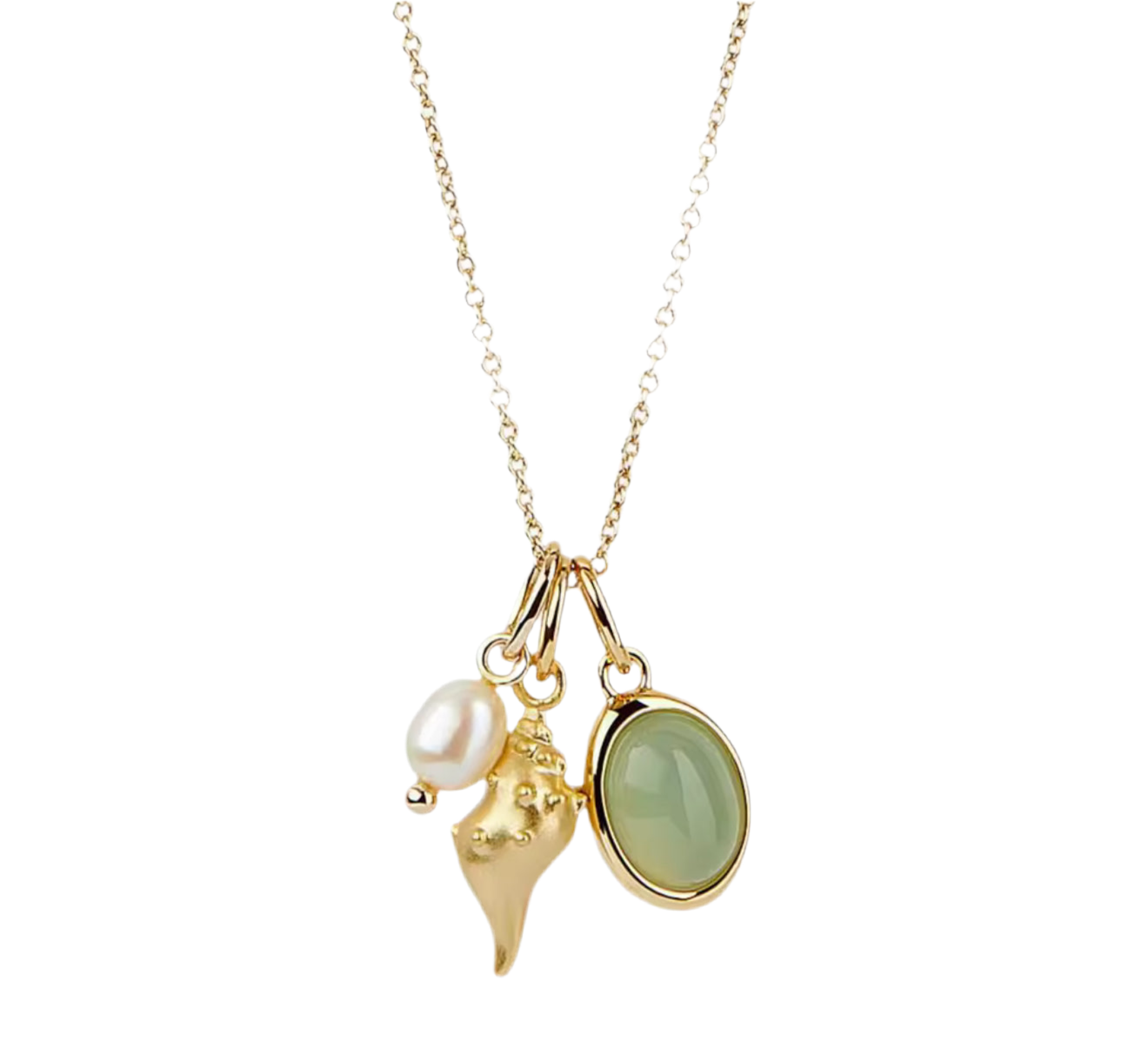 The Gold Olive Green Seashell Of Dreams Necklace