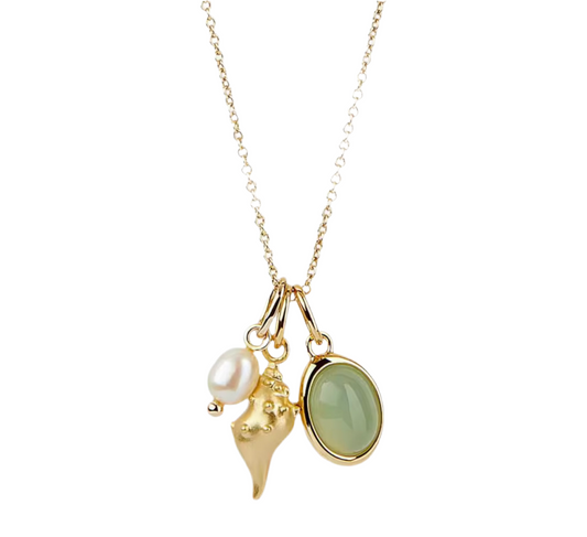 The Gold Ocean’s Embrace Emerald & Pearl Necklace