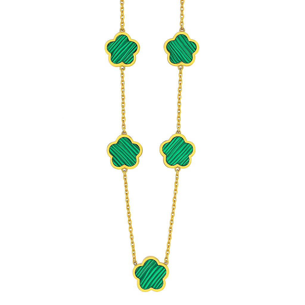 The Gold Enchanted Holly Green Clover Gold Necklace