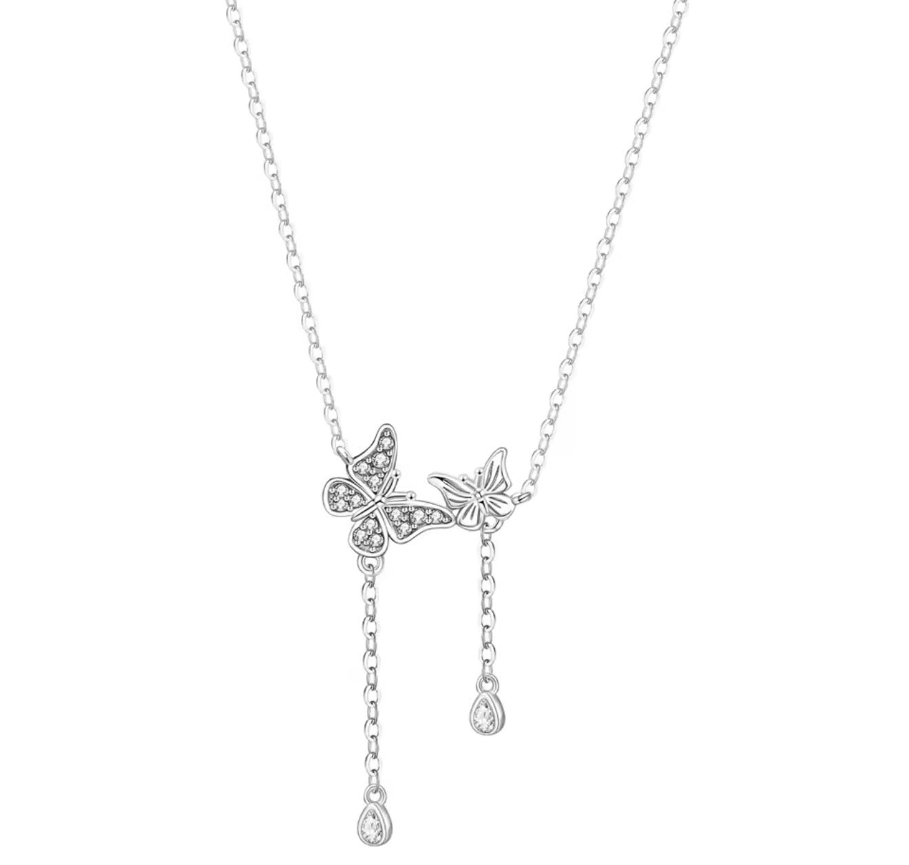 The Silver Ethereal Butterfly Family Chain Necklace