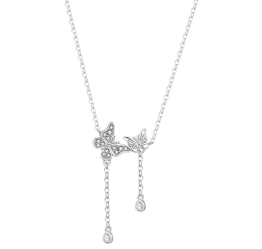 The Silver Ethereal Butterfly Family Chain Necklace