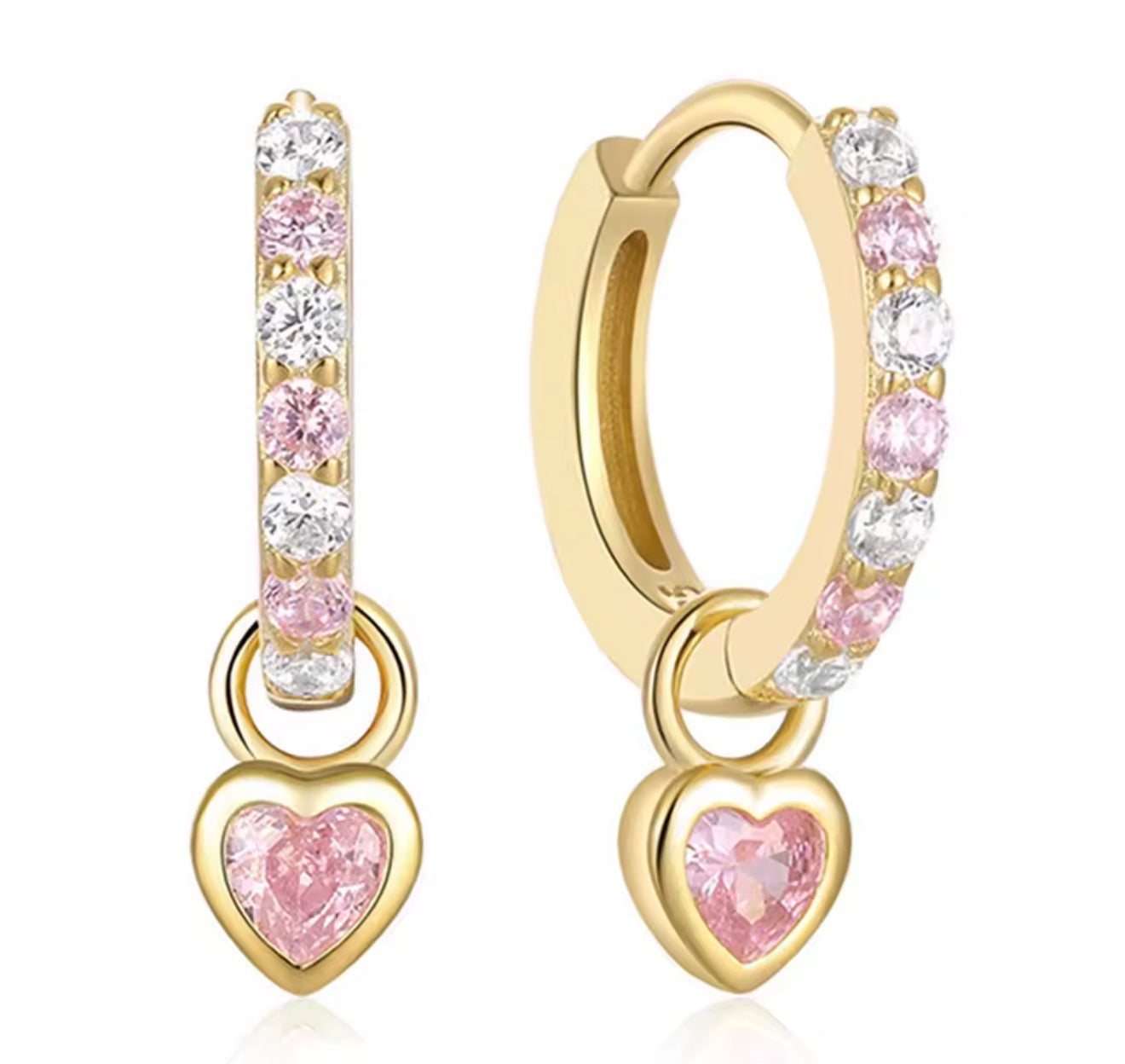 The Gold Sparkling Pink Candy Heart Huggies