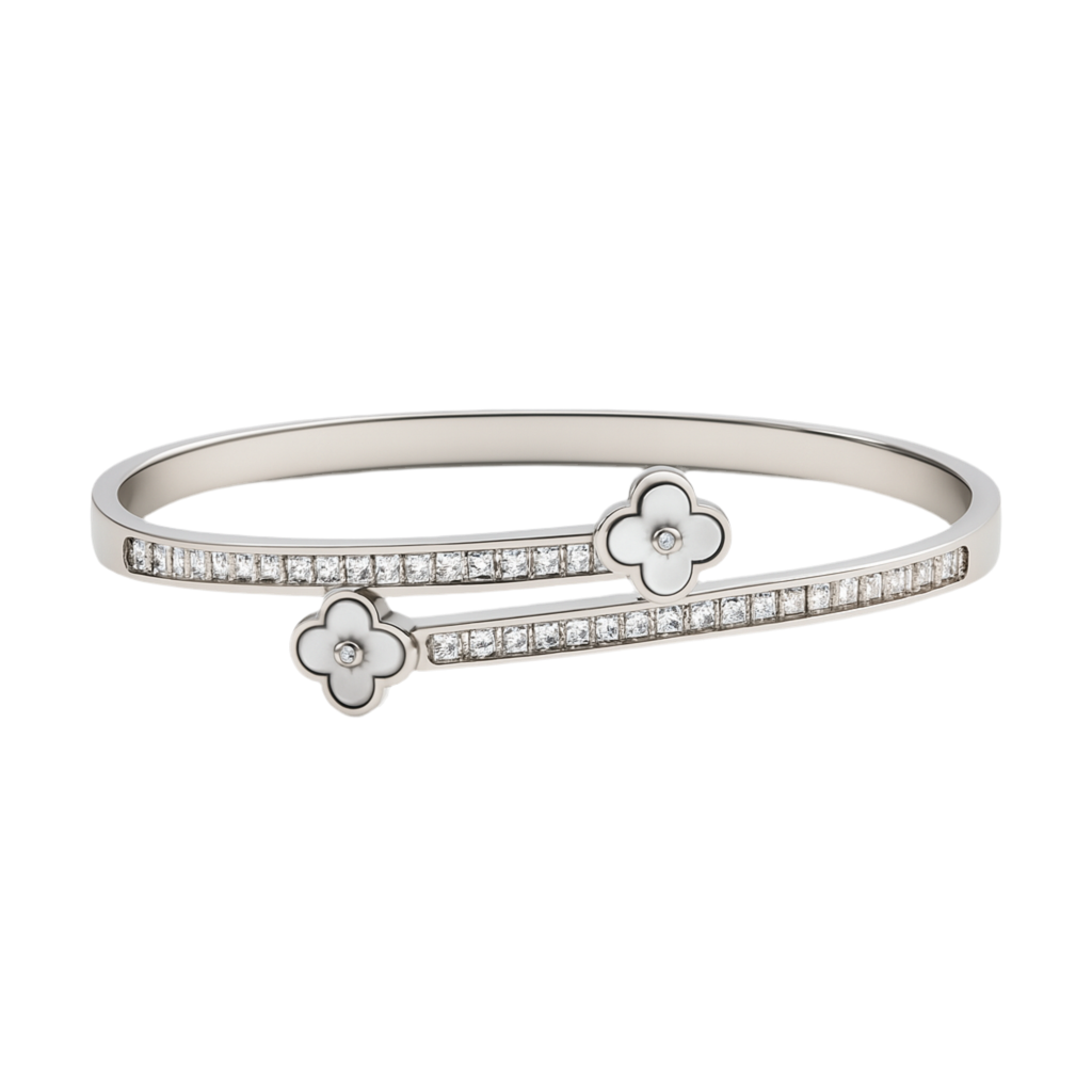 The Silver Luxury Interlinked Clover Bangle