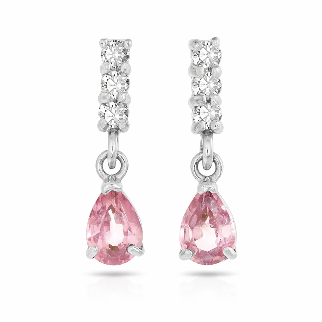 The Silver Dainty Pink Elodie Stud Teardrop Earrings
