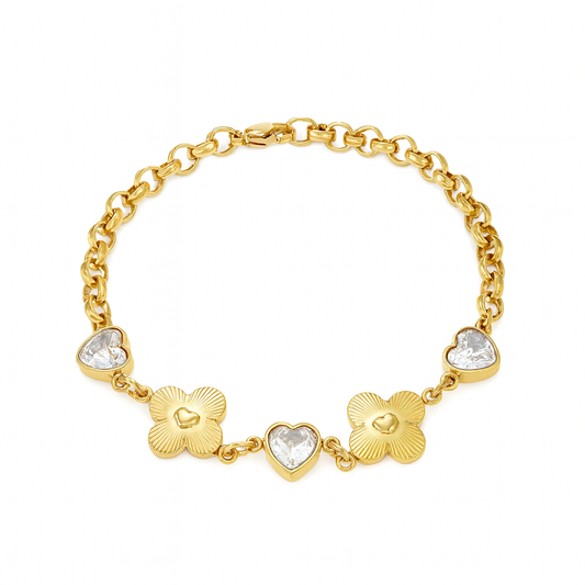 The Golden Gemstone Love Flower Bracelet