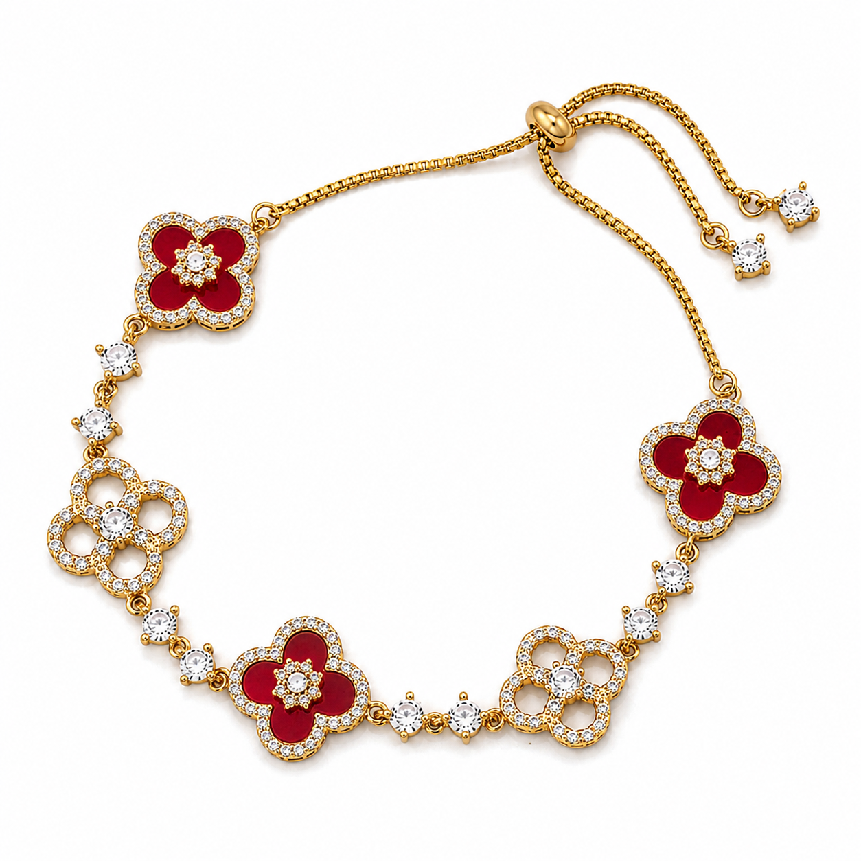 The Gold Sparkling Enchanted Arabia Clover Adjustable Bracelet