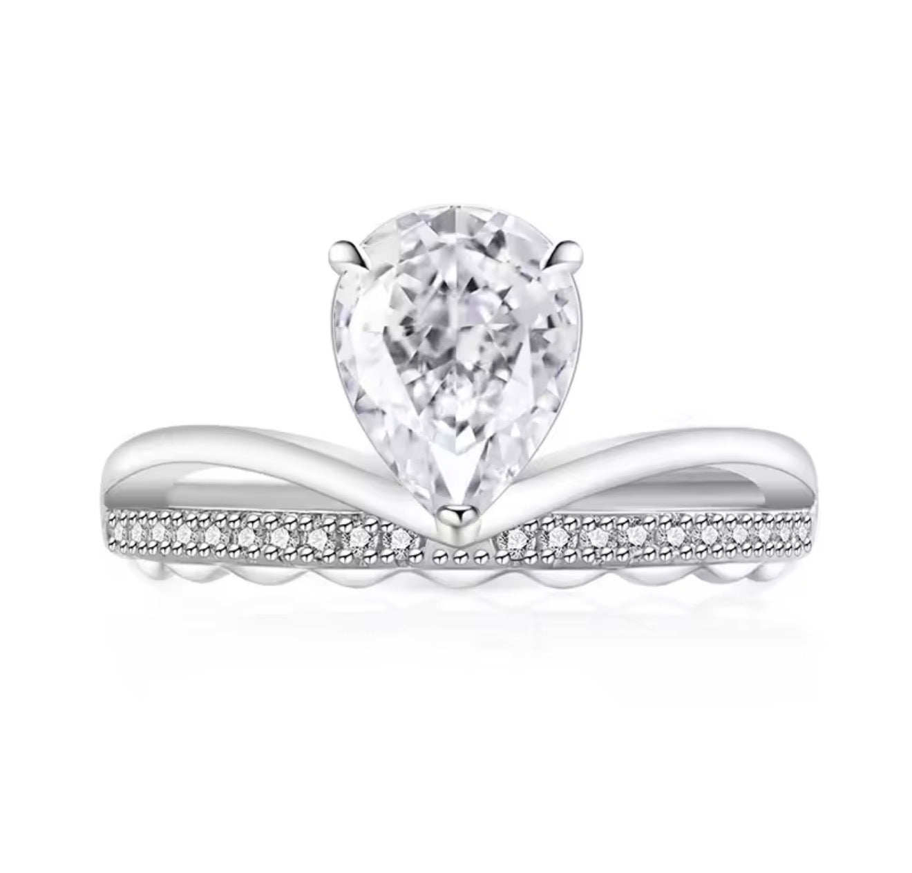 The Silver Zarà Teardrop Tiara Adjustable Ring