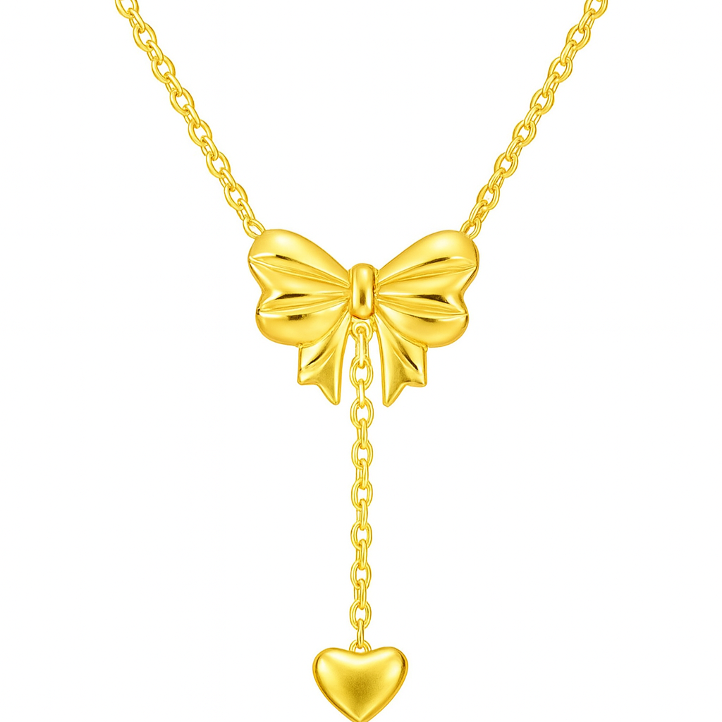 The Gold Drape Bow Love Necklace