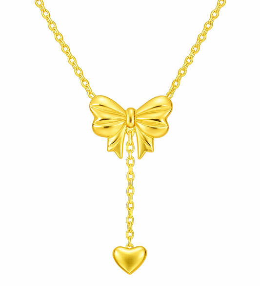 The Gold Drape Bow Love Necklace