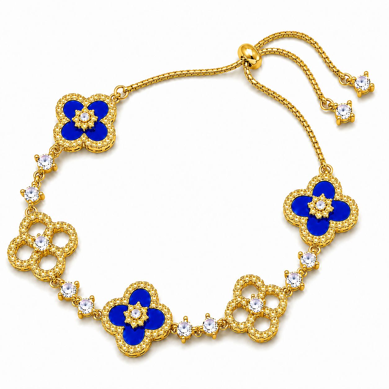 The Gold Sparkling Enchanted Arabia Clover Adjustable Bracelet