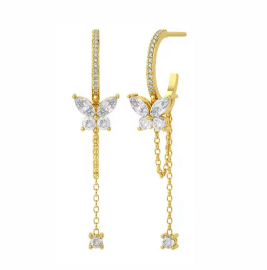The Gold Dangle Butterfly Drop Earrings