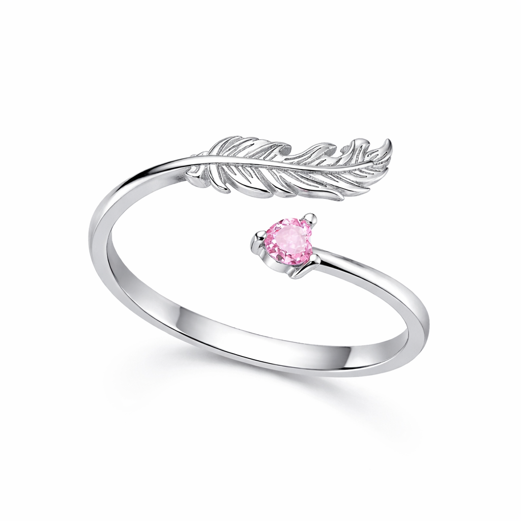 The Silver Adjustable Feather Of Love Ring