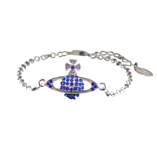 The Silver & Navy Saturn Bracelet