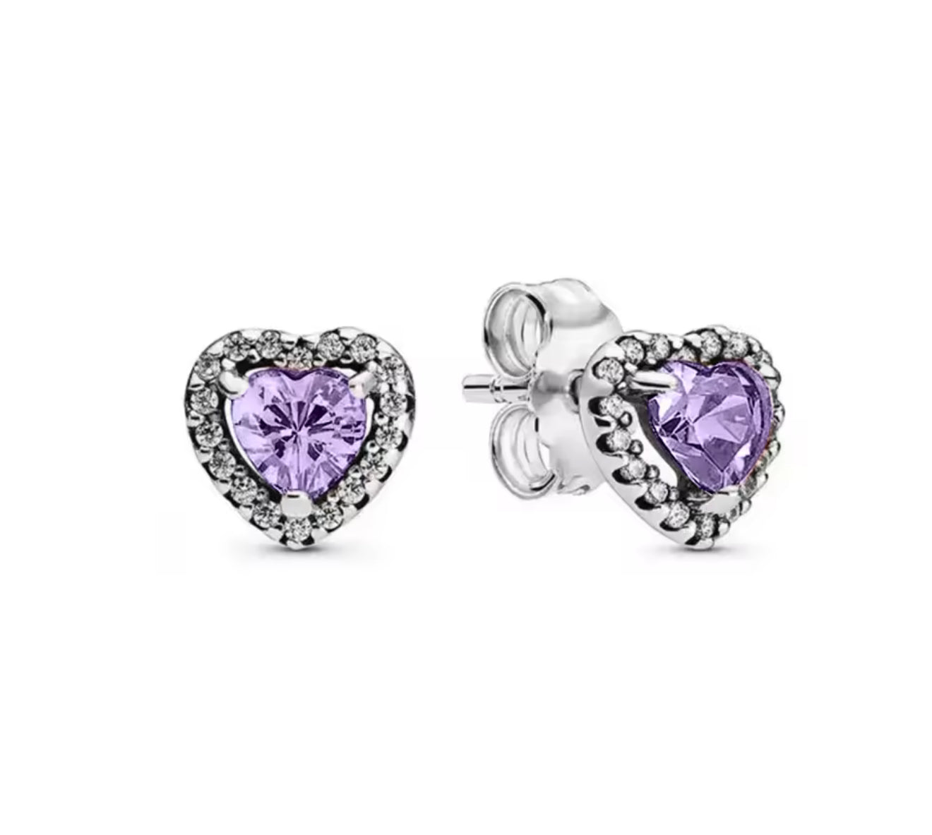 The Silver Purple Celestial Heart Studs
