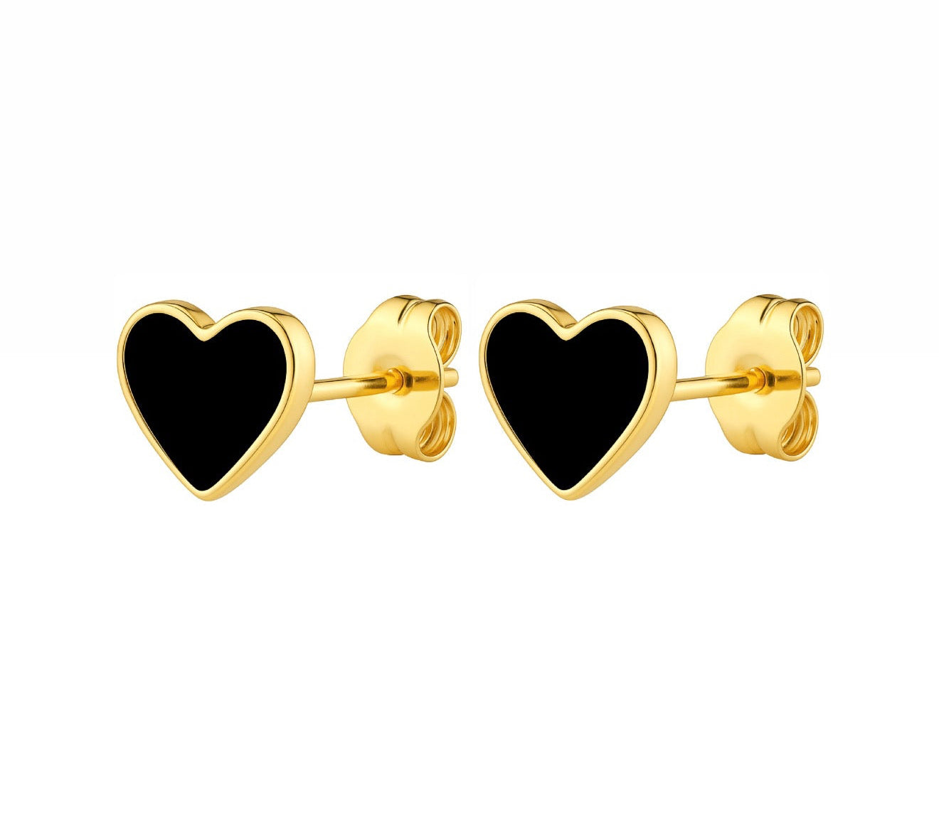 The Gold Midnight Black Heart Studs