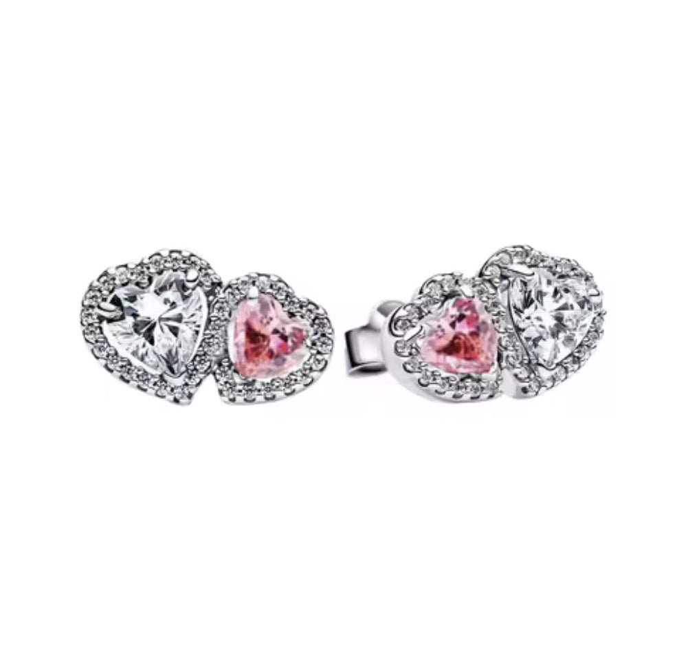 The Silver Baby Pink Silver Soul Duo Celestial Heart Studs