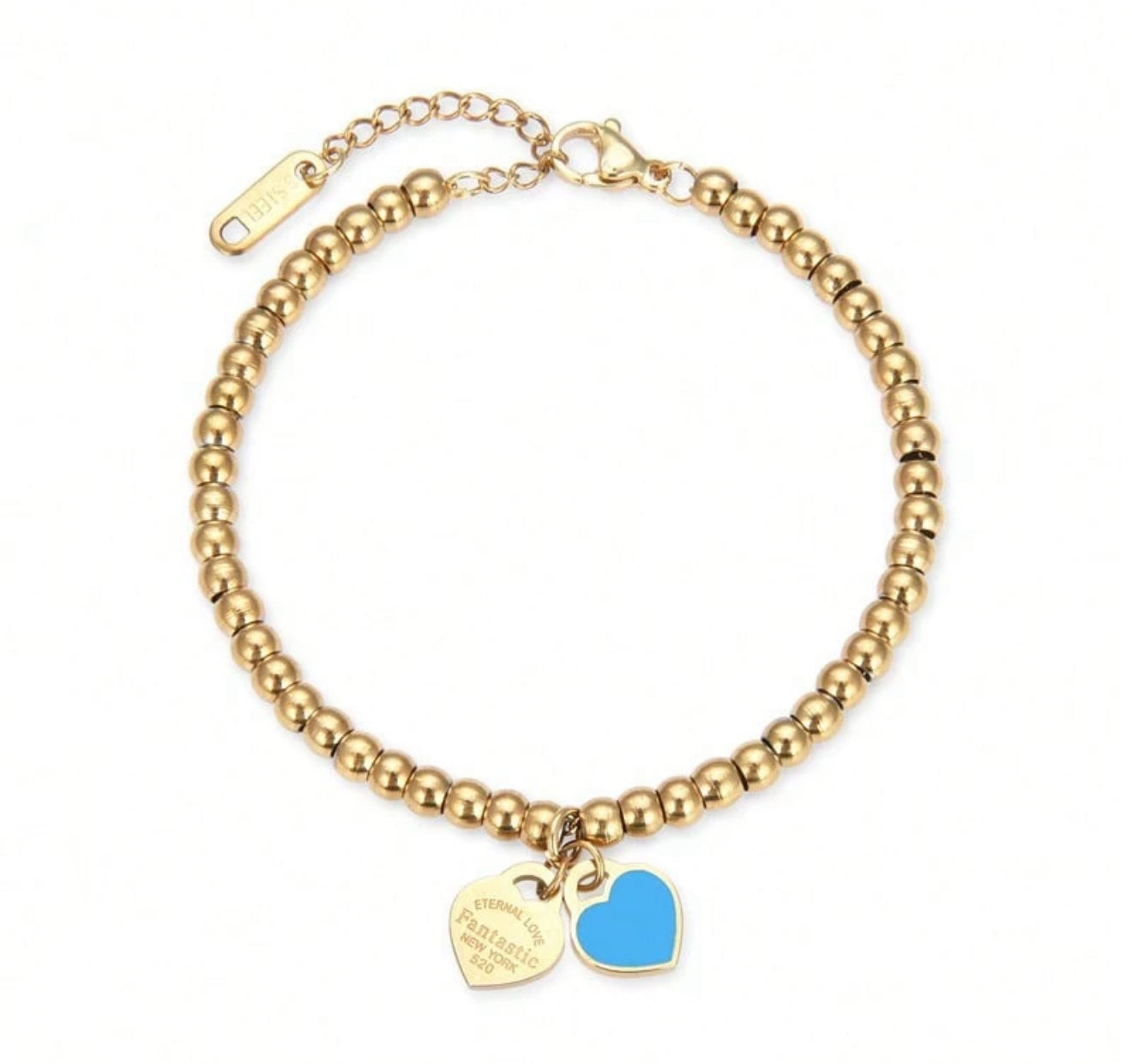 The Gold Blue Forever Love New York Tif Beaded Bracelet