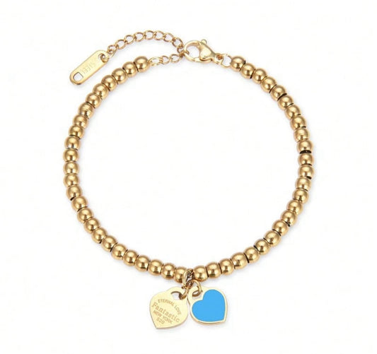 The Gold Blue Forever Love New York Beaded Bracelet