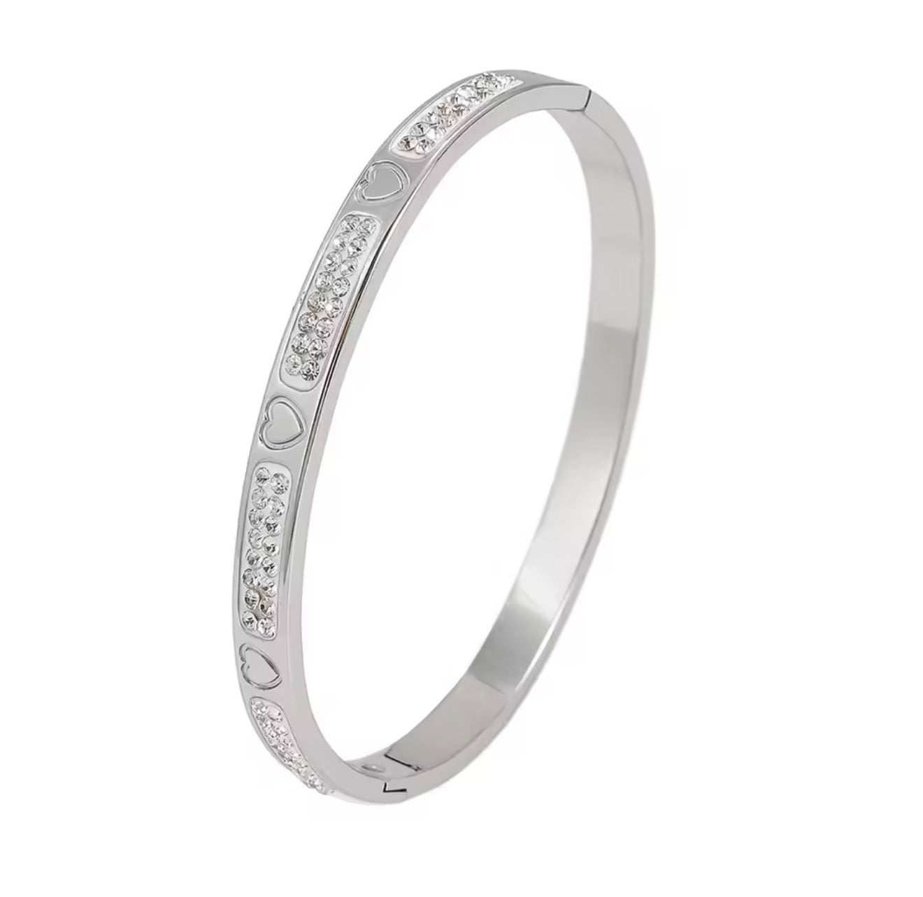 The Silver Devotion Heart Silhouette Bangle