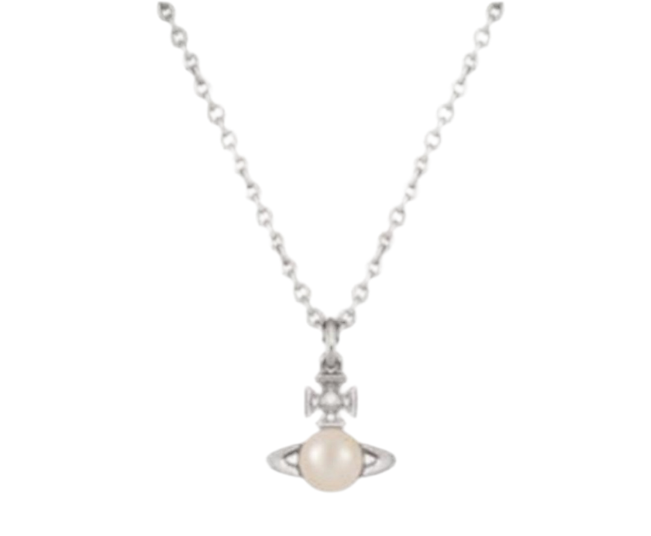 The Silver Dainty Auriella Soleil Pearl Planet Saturn Necklace