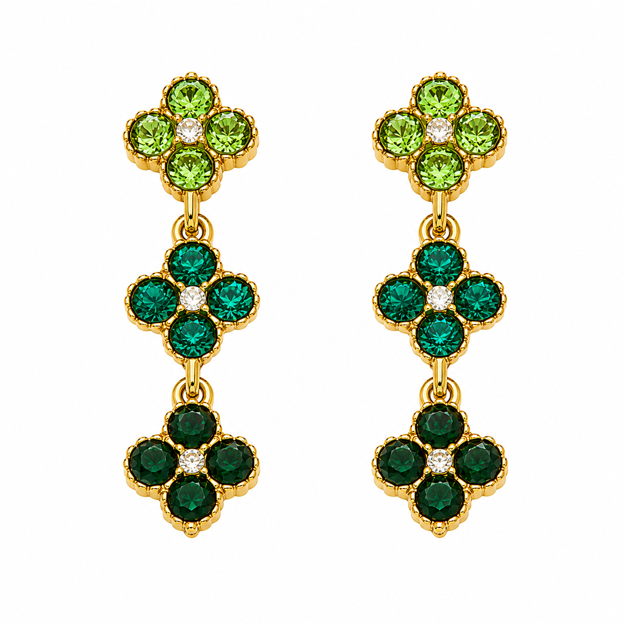 The Gold Sahara Clover Dangle Stud Earrings