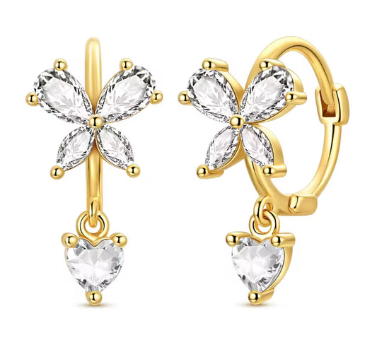 The Sparkling Gold Butterfly Flutter Hoops