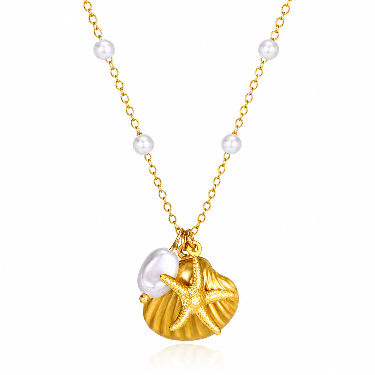 The Gold Under The Sea Pearl Shell Necklace