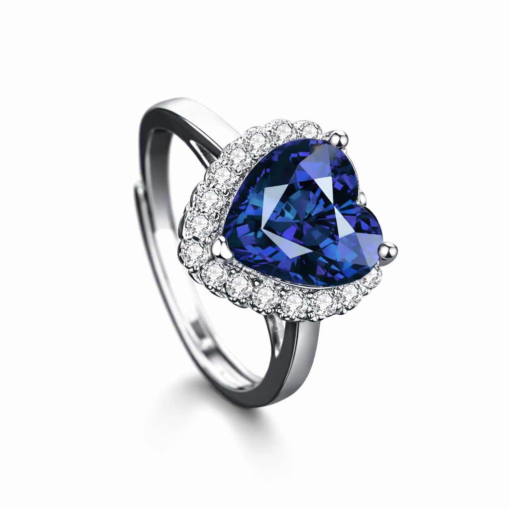 The Silver Duchess Midnight Blue Halo Adjustable Ring