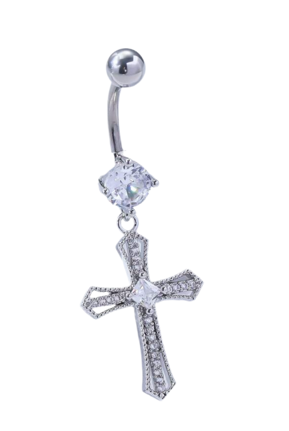 The Luxe Silver Cross Belly Piercing