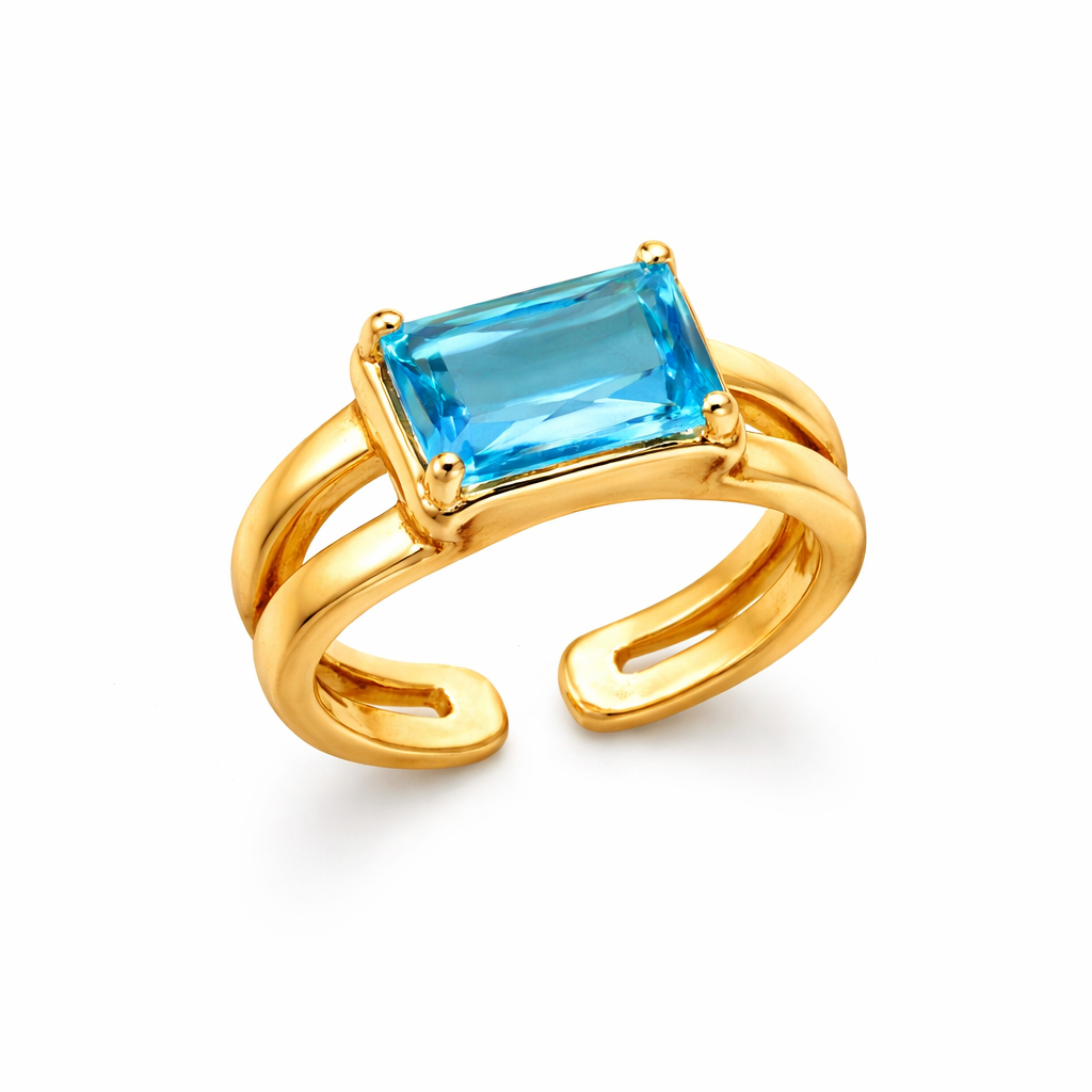 The Gold Adjustable Ocean Aura Gemstone Ring