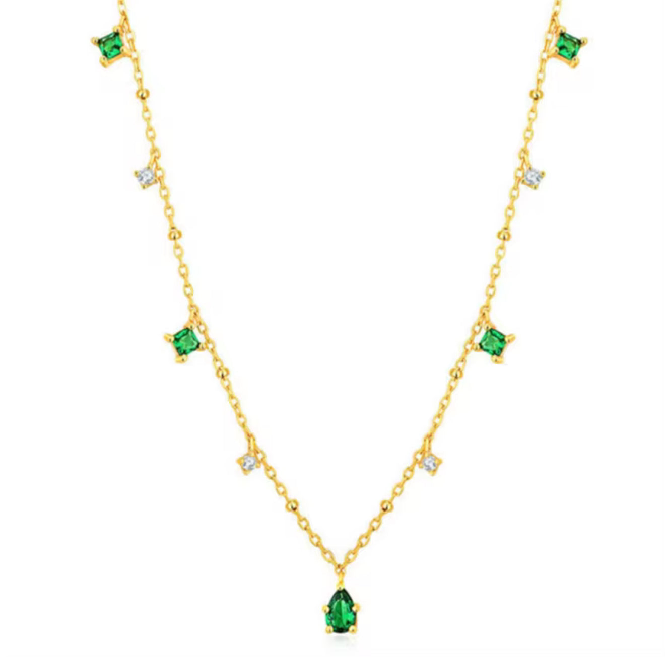 The Dainty Gold Emerald Green Necklace