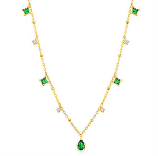 The Dainty Gold Emerald Sky Necklace