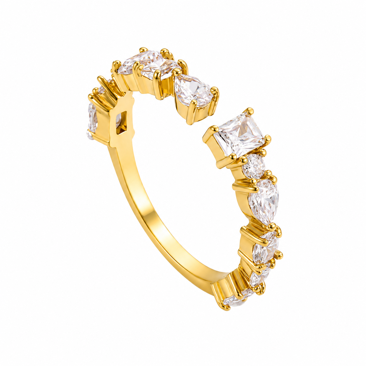 The Gold Crystallised Cluster Adjustable Ring