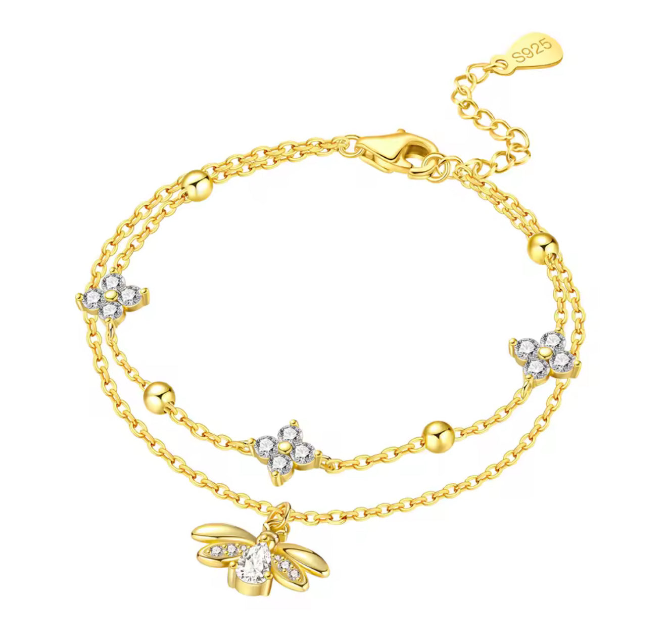 The Gold Luxury Queen Bee Luna Flower Bracelet