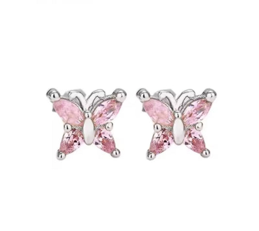 The Silver Mini Butterfly Studs