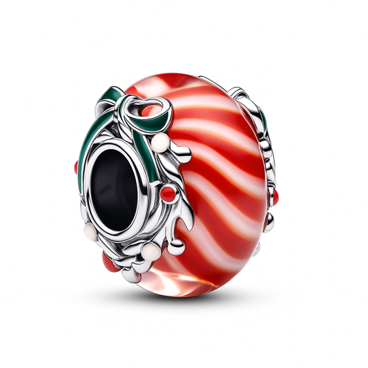 The Silver Peppermint Candy Cane Joy Charm