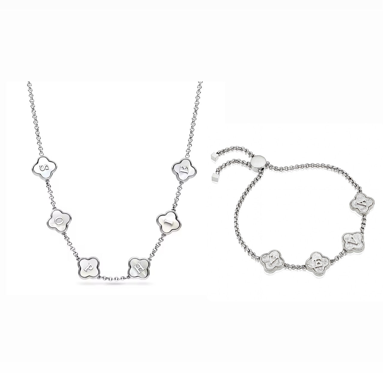 The Silver Personalised Name Clover Set - Recommended