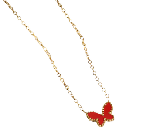 The Golden Red Magic Butterfly Necklace