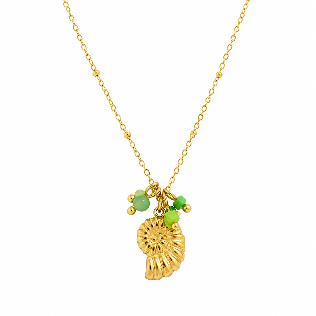 The Gold Moana Emerald Green Shell Necklace