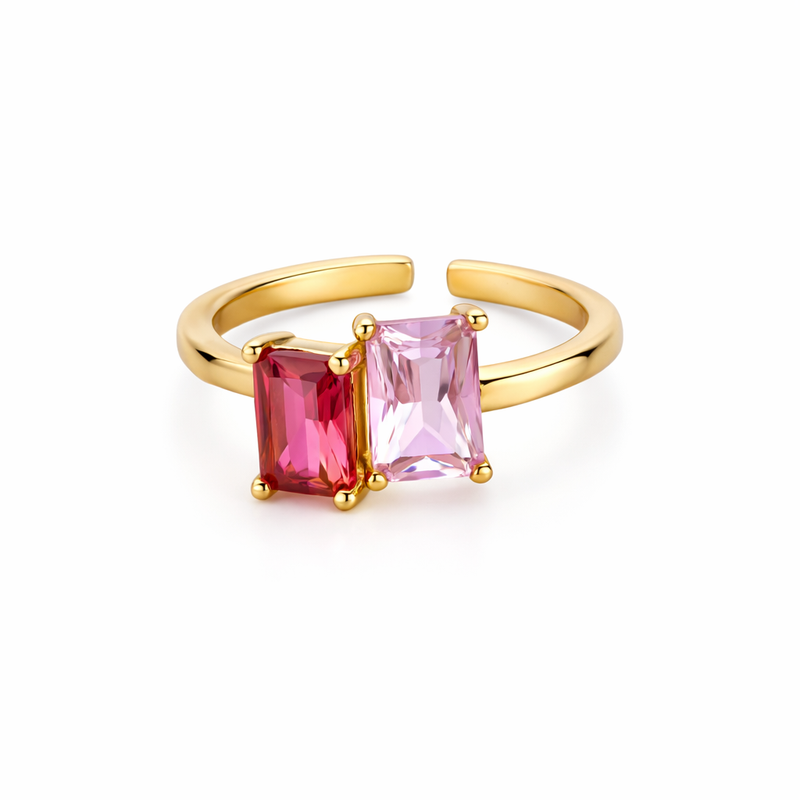 The Gold Adjustable Blush & Crimson Connection Gemstone Ring