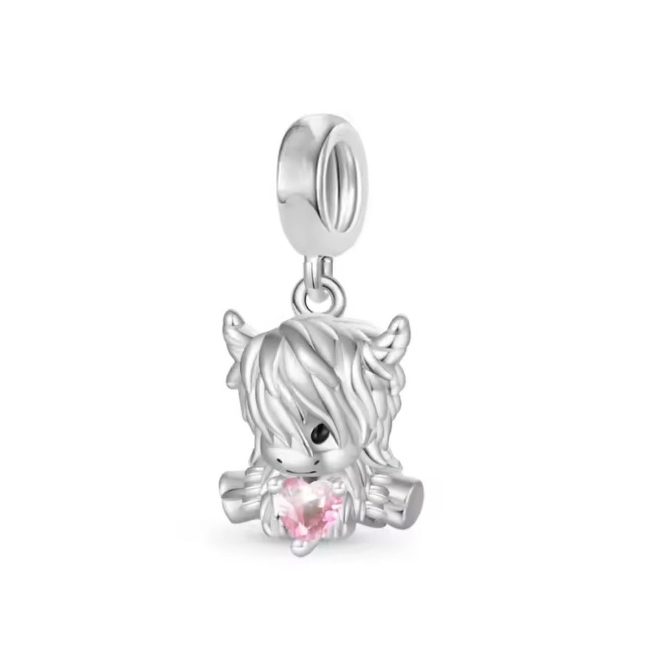 The Silver Pink Enchanté Highland Cow Charm