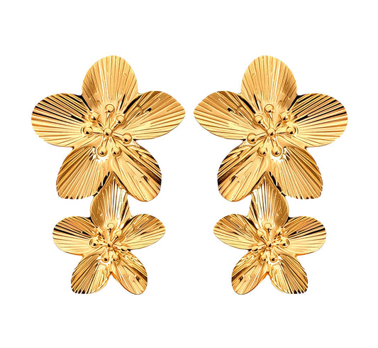 The Gold Hibiscus Halo Drop Earrings