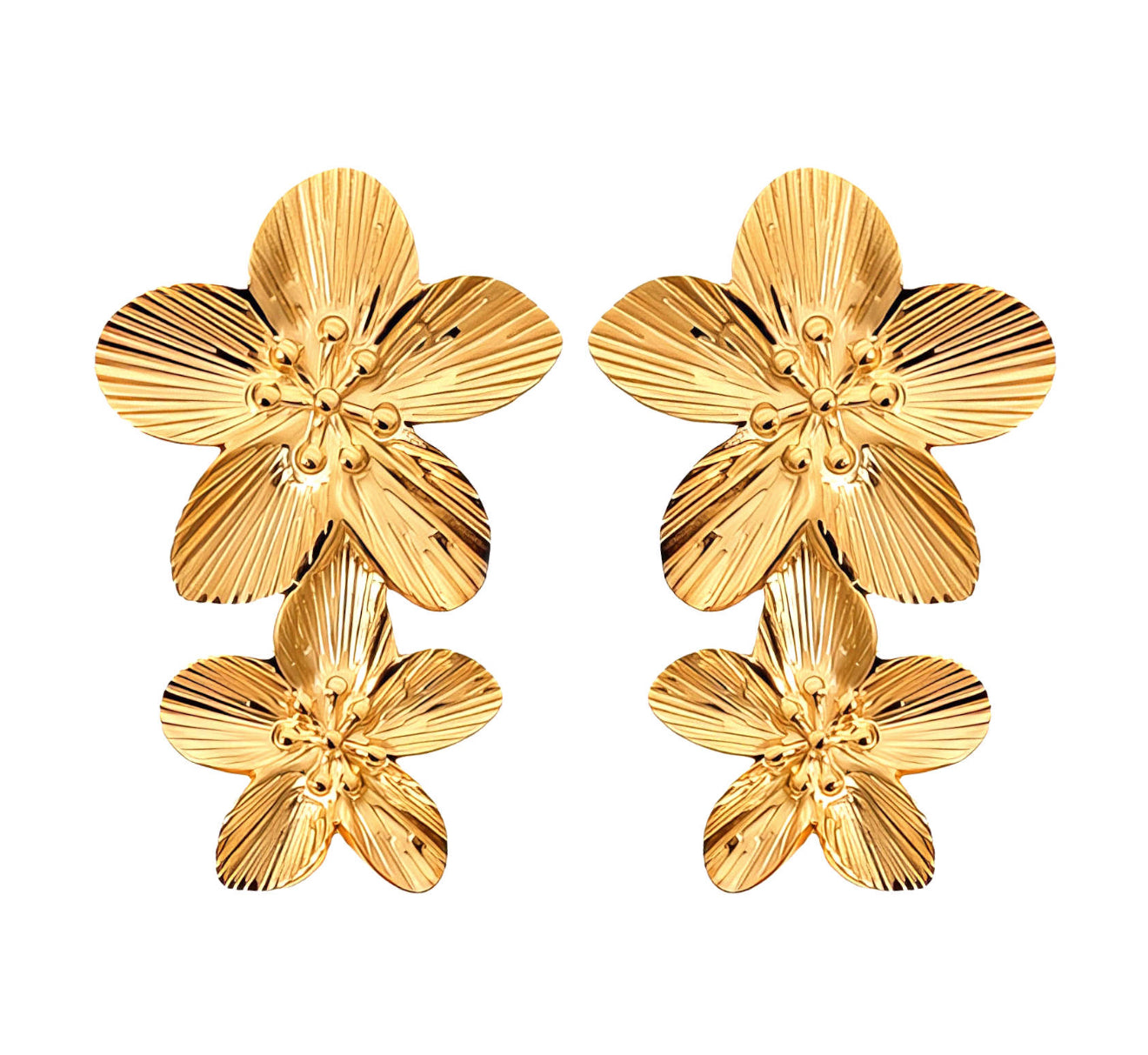 The Gold Hibiscus Halo Drop Earrings