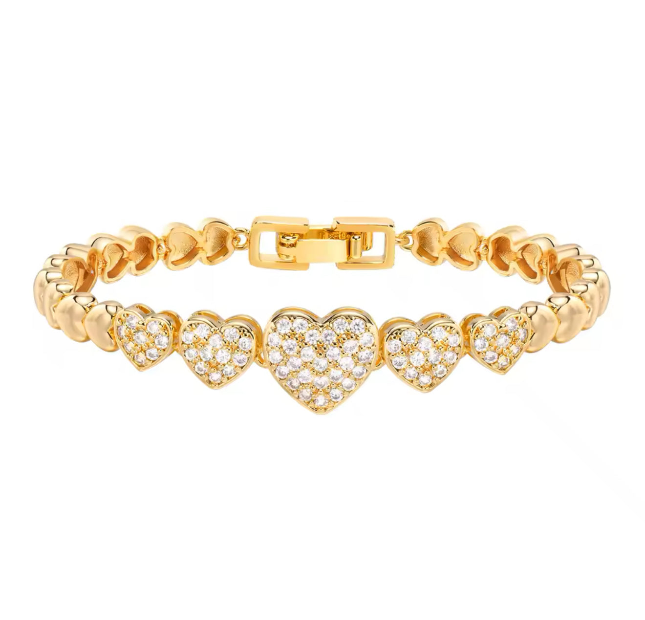 The 18k Gold Plaited Lustrous Heart Bracelet