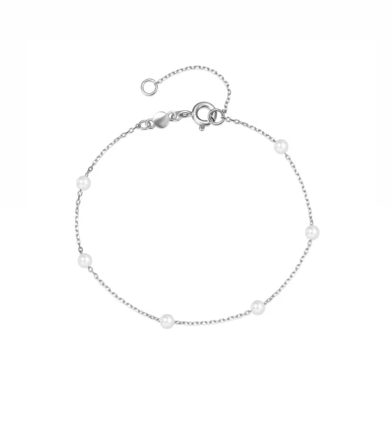 The Silver Dainty Moonlit Pearl Whisper Bracelet