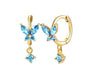 The Gold Sparkling Blue Butterfly Hoops