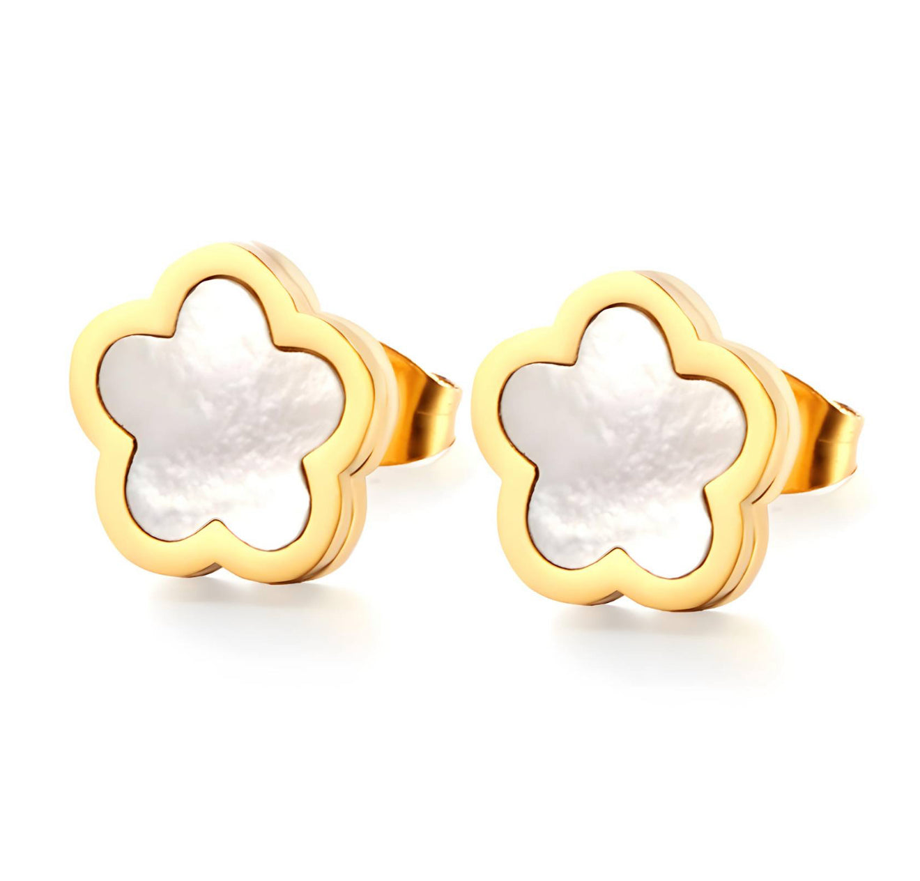 The Luxury Pearly White Clover Studs