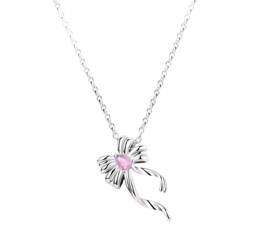 The Silver Elegance Bow Necklace