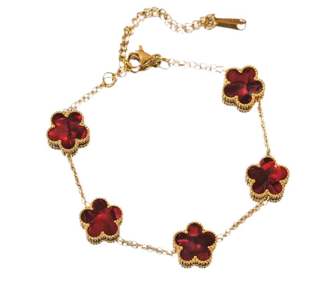 The Gold Ruby Red Amara Flower Bracelet